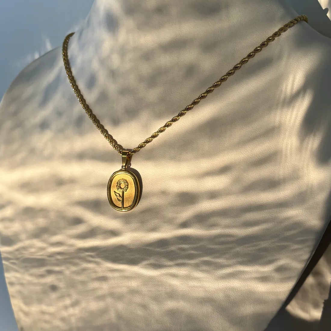 Gold-Plated Waterproof & Hypoallergenic Sunflower Pendant Necklace