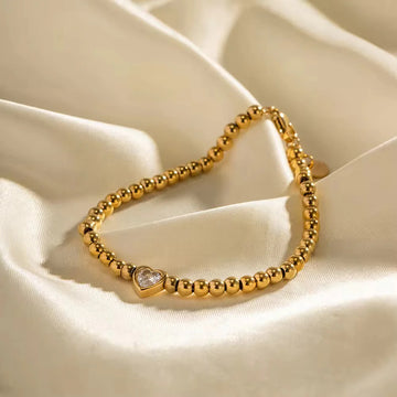 Gold-Plated Zircon Embellished Heartbeat Bracelet