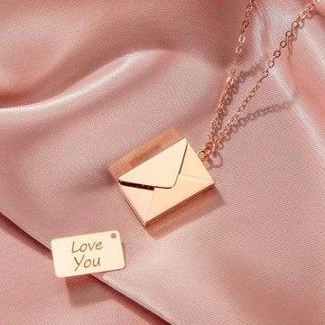 Gold-Plated 'Love You' Letter Envelope Pendant Necklace