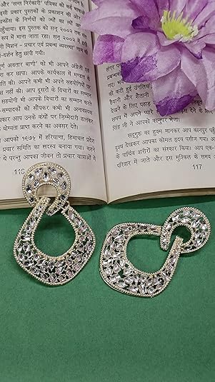 Gold-Toned AD Embellished Indo-Western Statement Earrings