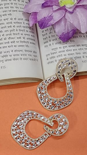 Gold-Toned AD Embellished Indo-Western Statement Earrings