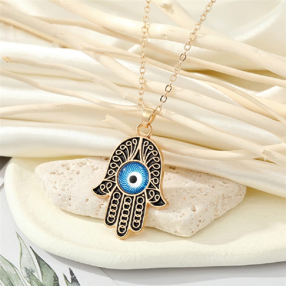 Gold-Toned Evil Eye Hamsa Hand Pendant Necklace