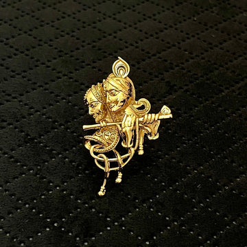 Gold-Toned Radha Krishna Adjustable Temple Ring