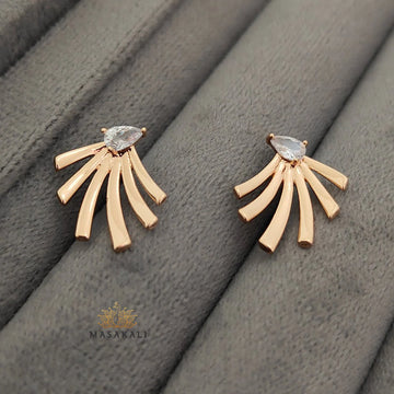 Gold-Toned Western Crystal Stone-Studded Earrings