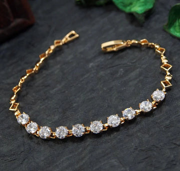 Gold Plated Cubic Zirconia Stone Bracelet, Partywear Women’s Bracelet (MTAR1048)