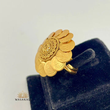 Gold Plated Goddess Laxmi Adjustable Finger Ring