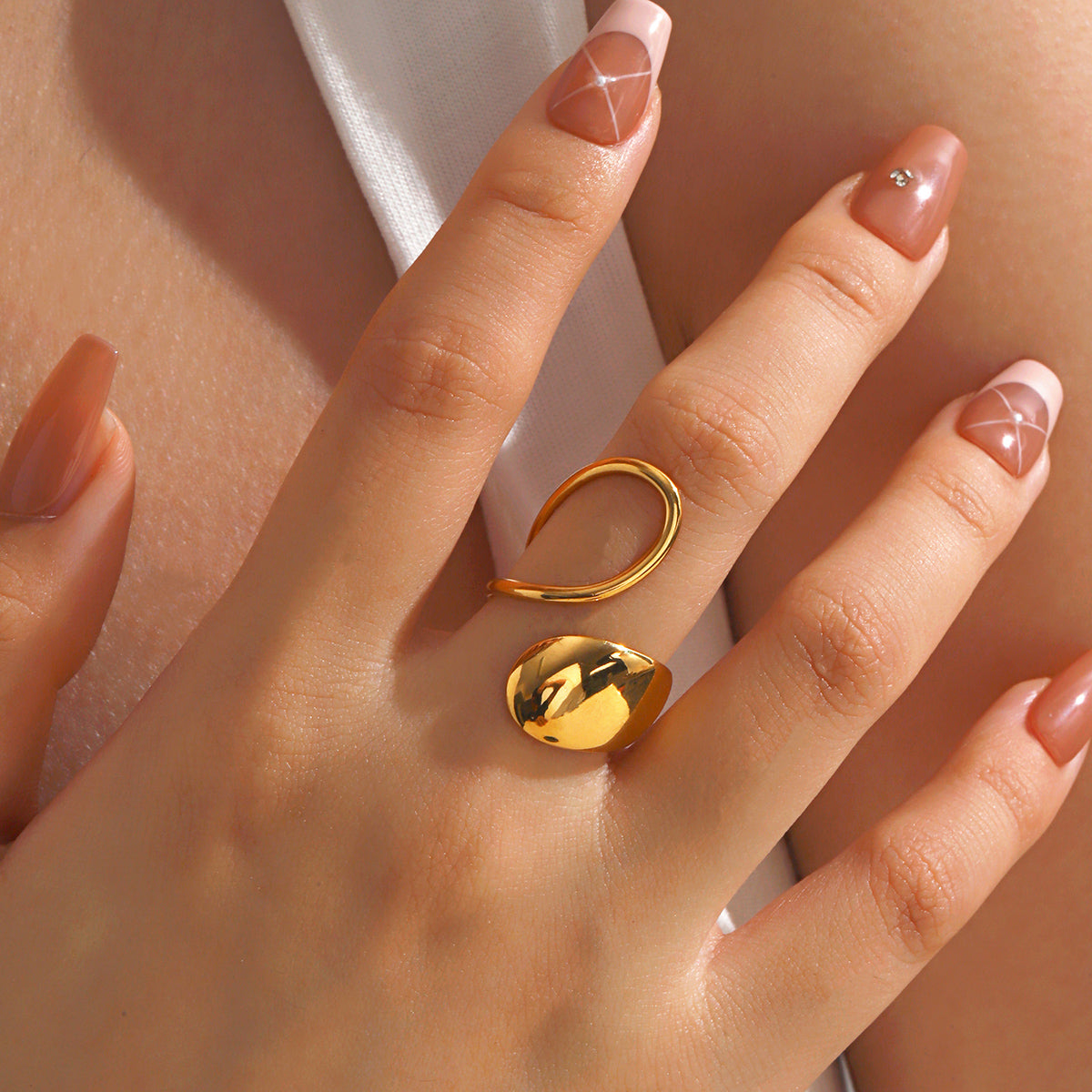 Golden Anti-Tarnish Adjustable Statement Ring