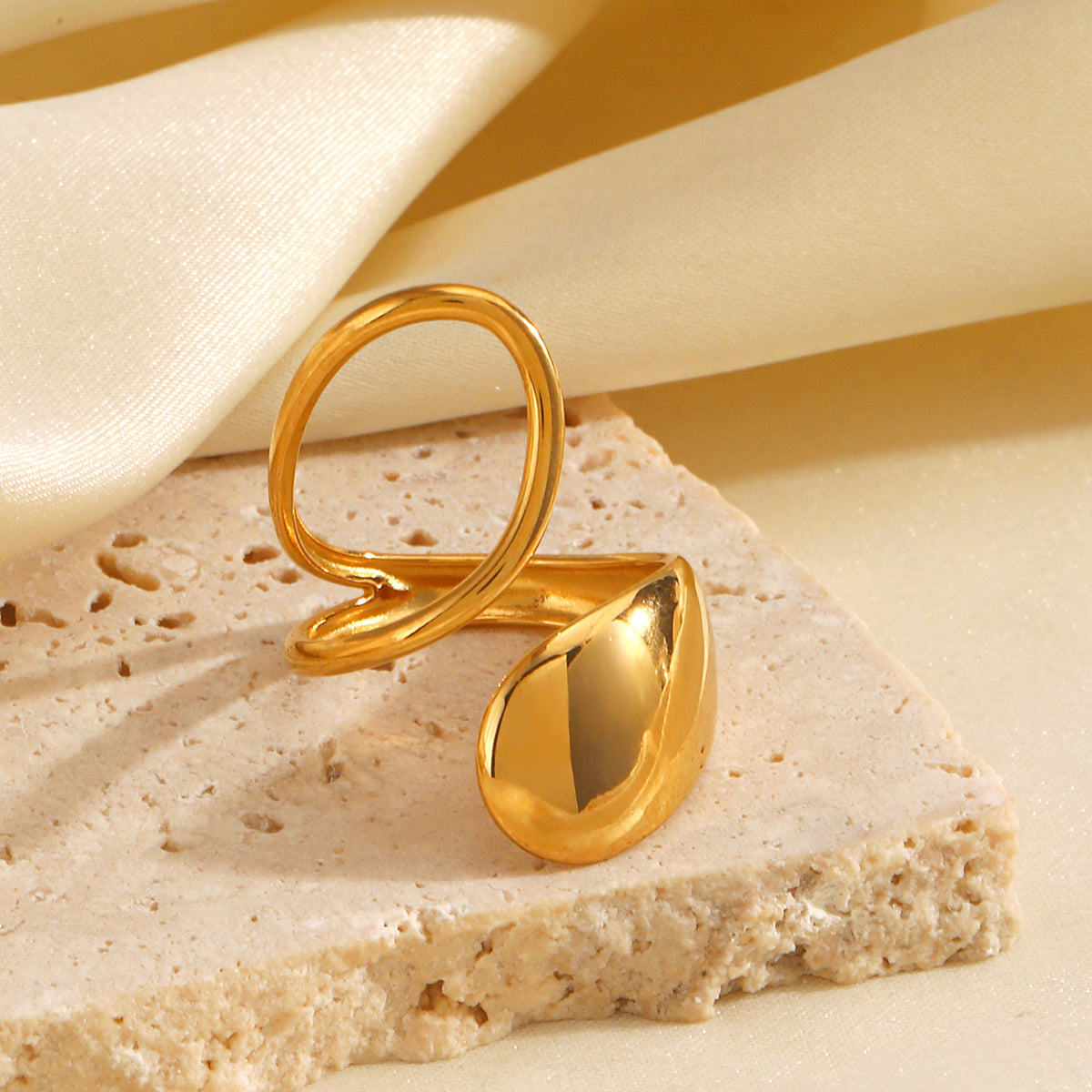 Golden Anti-Tarnish Adjustable Statement Ring