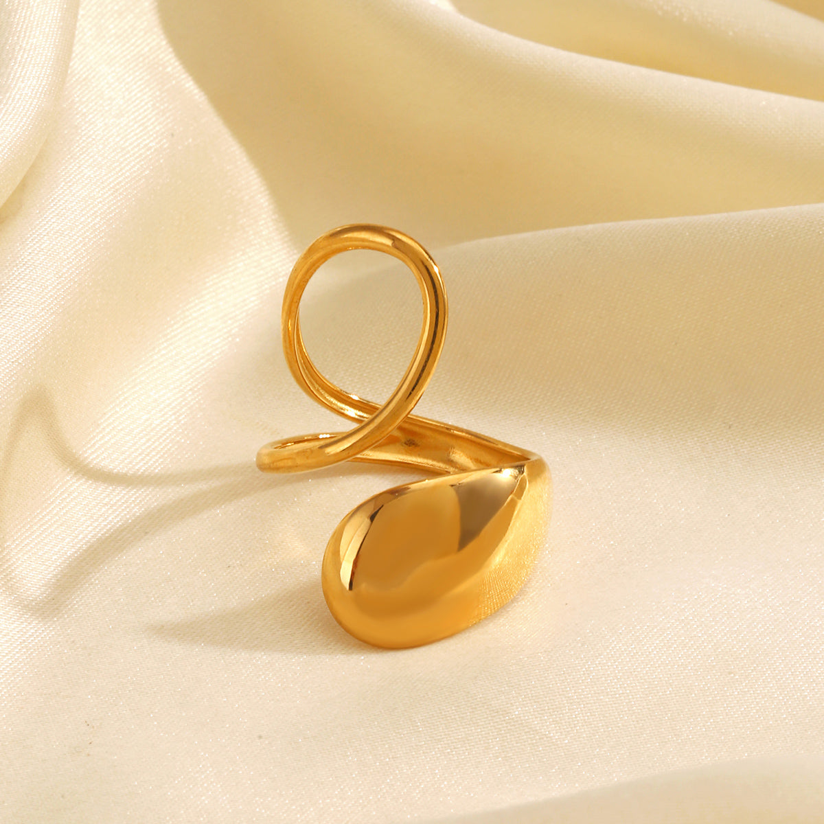 Golden Anti-Tarnish Adjustable Statement Ring