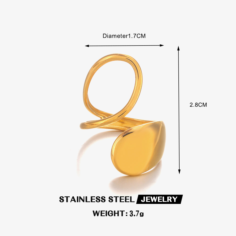 Golden Anti-Tarnish Adjustable Statement Ring