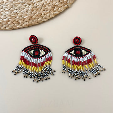 Handmade Beaded Colourful Evil Eye Earrings