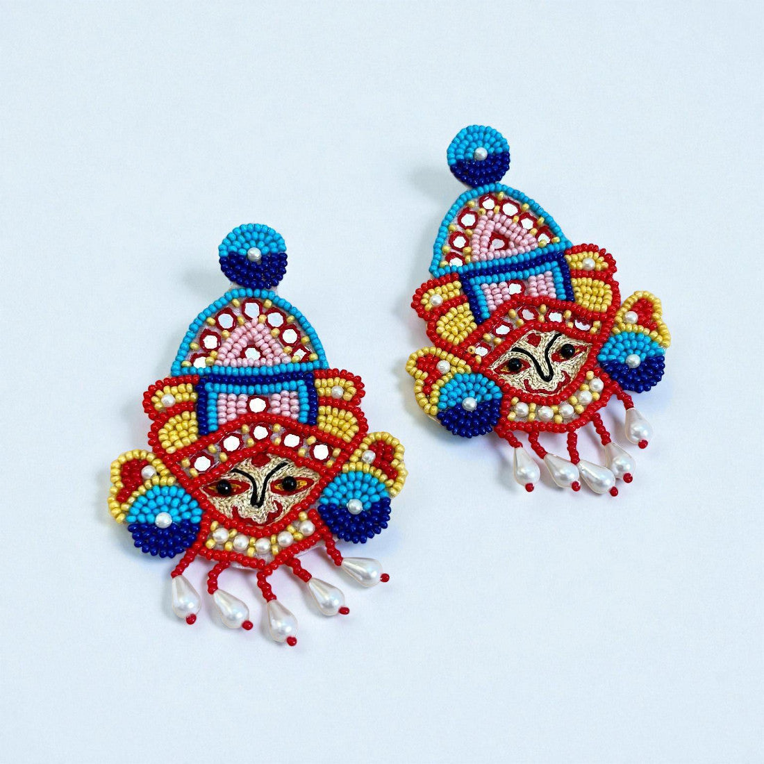 Handmade Beaded Goddess Durga Navratri Earrings
