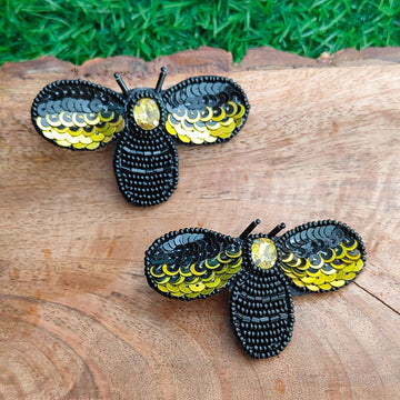 Handmade Yellow Bee Earrings, Madhumakkhi Earrings, Quirky Stud Earrings, Bee Lover Earrings