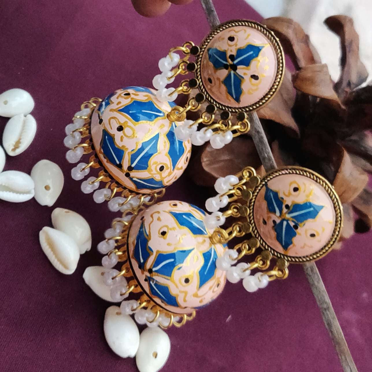 Handpainted Lightweight Meenakari Jhumka Earrings