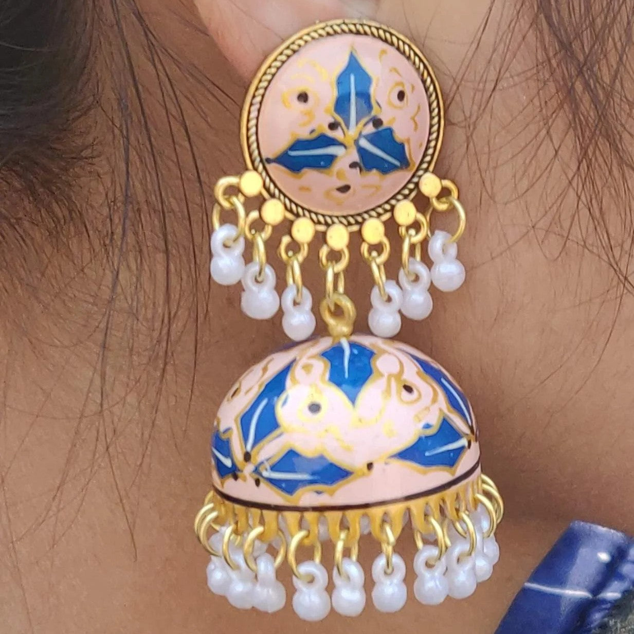 Handpainted Lightweight Meenakari Jhumka Earrings