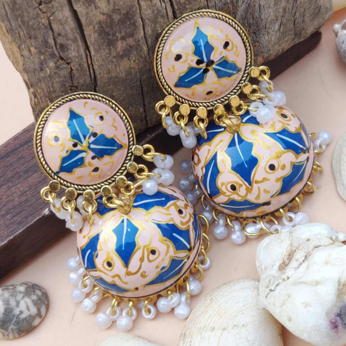 Handpainted Lightweight Meenakari Jhumka Earrings