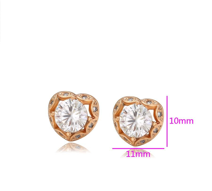 Heart-Shaped Sparkle Stud Earrings, White Zirconia Stone Studded Earrings For Women, Anniversary Gift