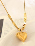 Heart Pendant Clavicle Chain Necklace, Golden Square/Heart Charm Necklace, Valentine's Day Gift For Women