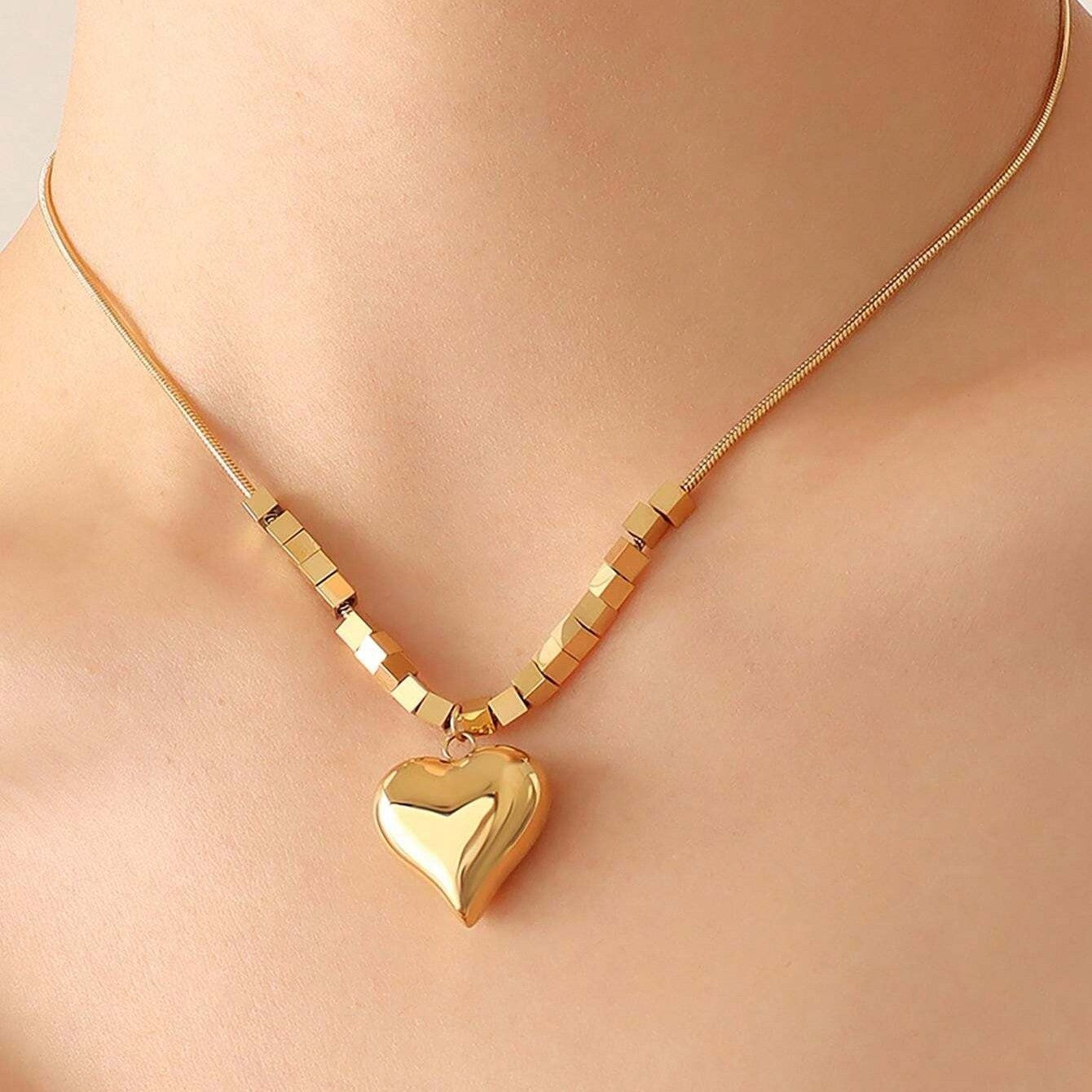 Heart Pendant Gold-Plated Anti-Tarnish Necklace, Valentine's Day Gift