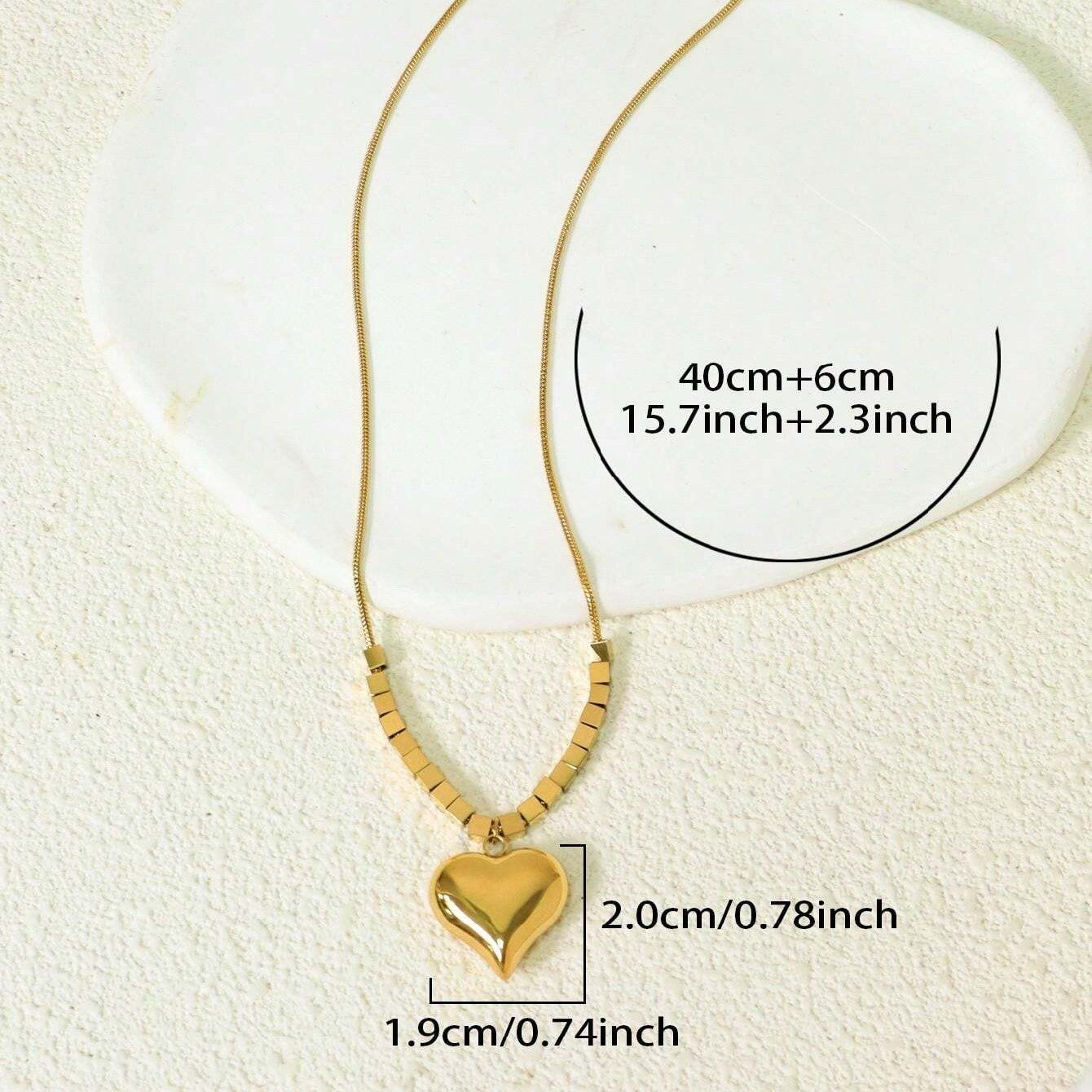 Heart Pendant Gold-Plated Anti-Tarnish Necklace, Valentine's Day Gift