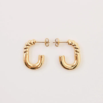 Hip Hop Chunky Earrings, Stainless Steel, Gold-toned Hoops