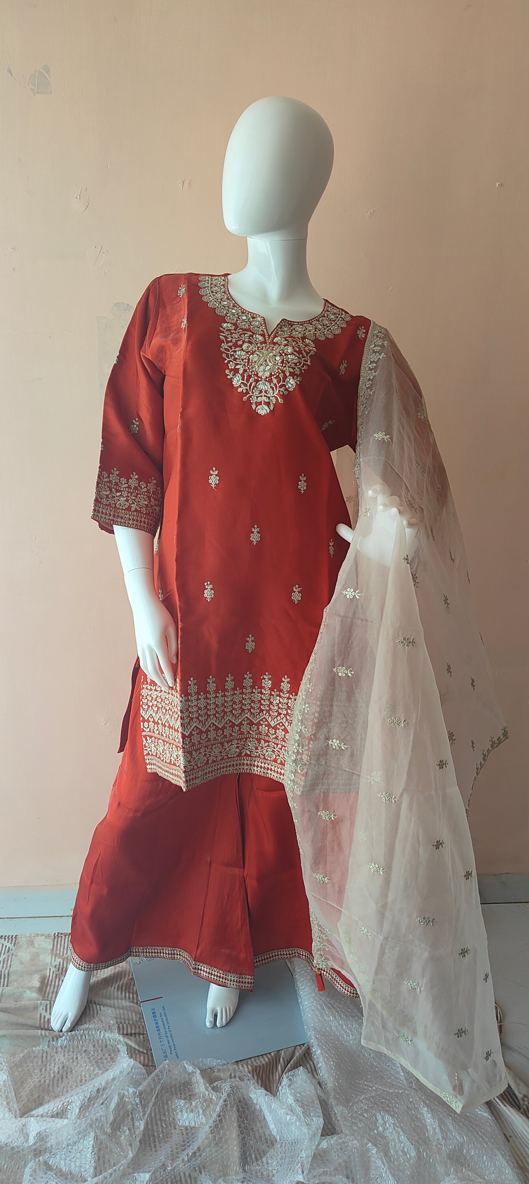 White Pearls Beaded Earrings, Handmade Sequin Embroidery Earrings (MKMH1001)