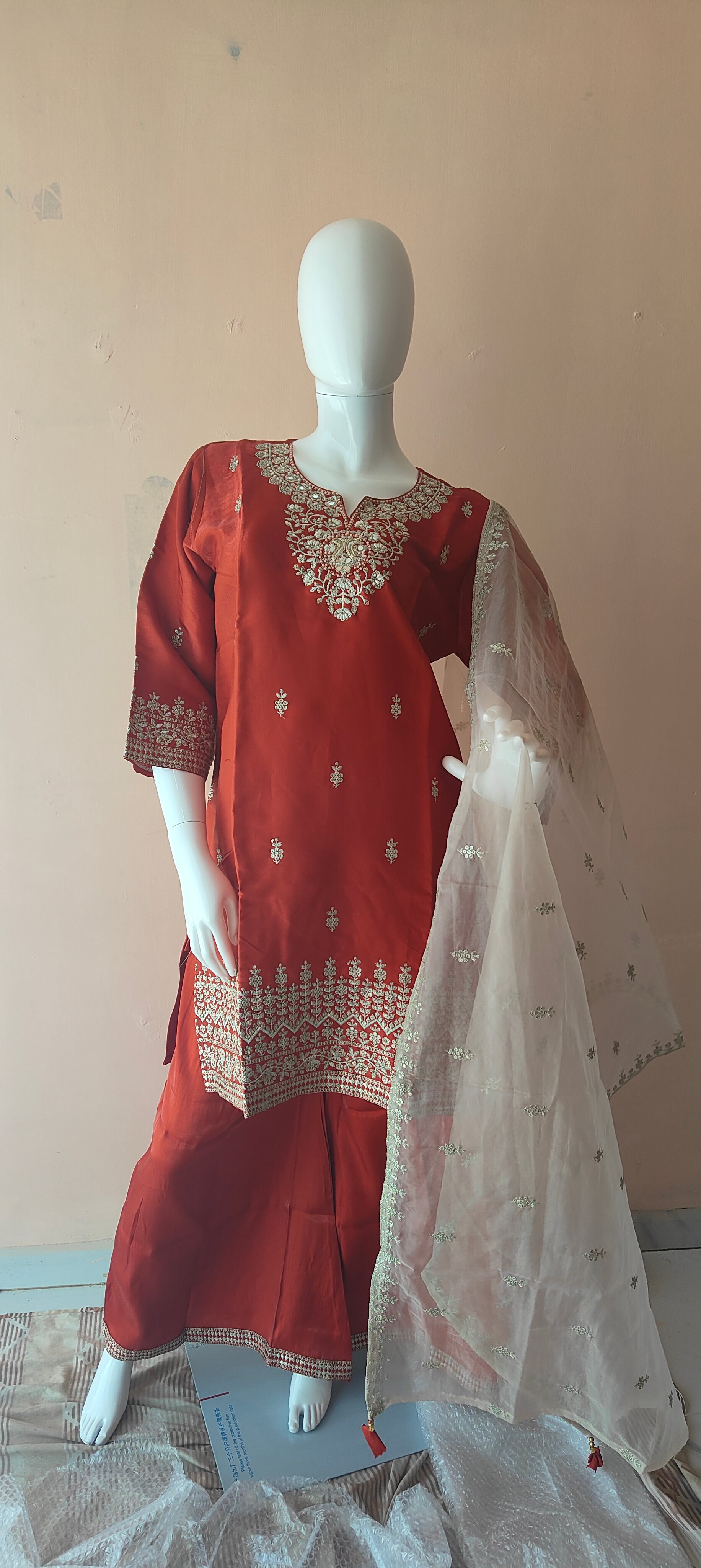 White Pearls Beaded Earrings, Handmade Sequin Embroidery Earrings (MKMH1001)