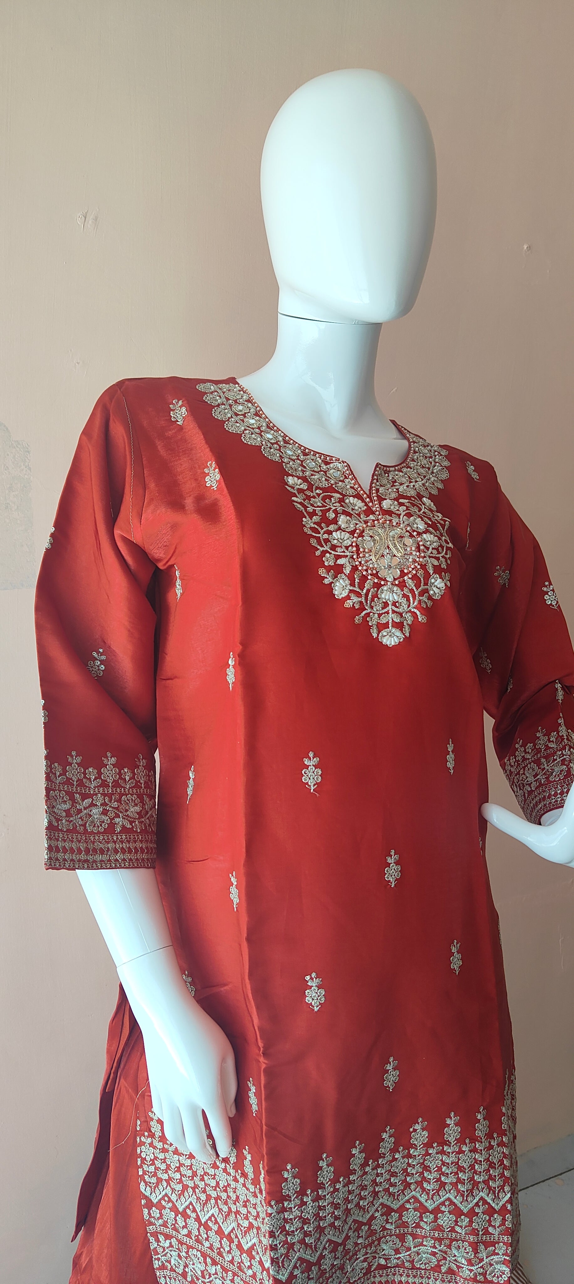 White Pearls Beaded Earrings, Handmade Sequin Embroidery Earrings (MKMH1001)