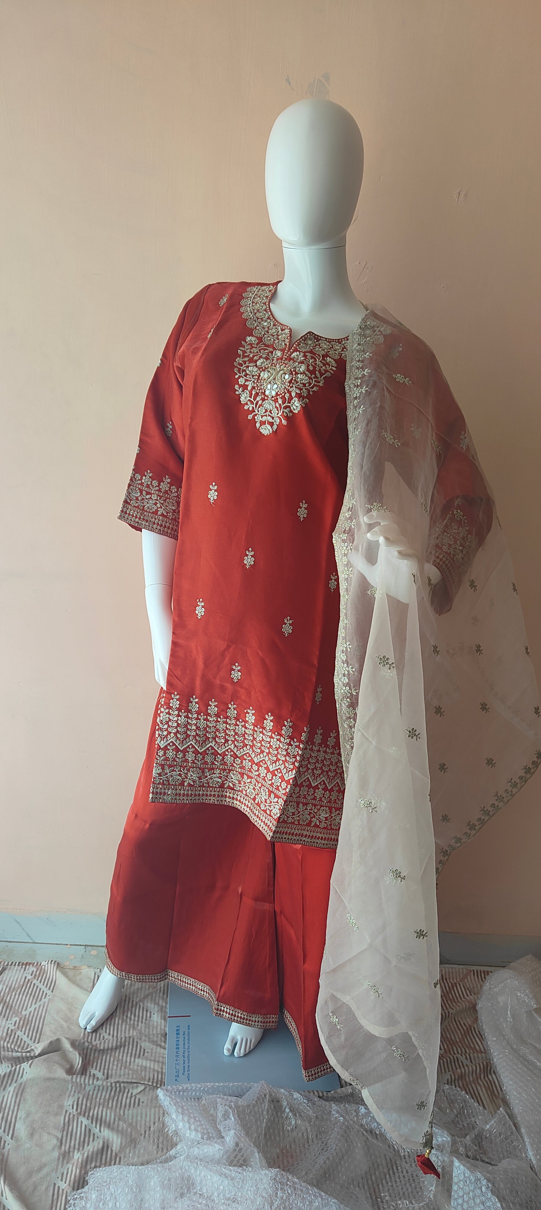 White Pearls Beaded Earrings, Handmade Sequin Embroidery Earrings (MKMH1001)