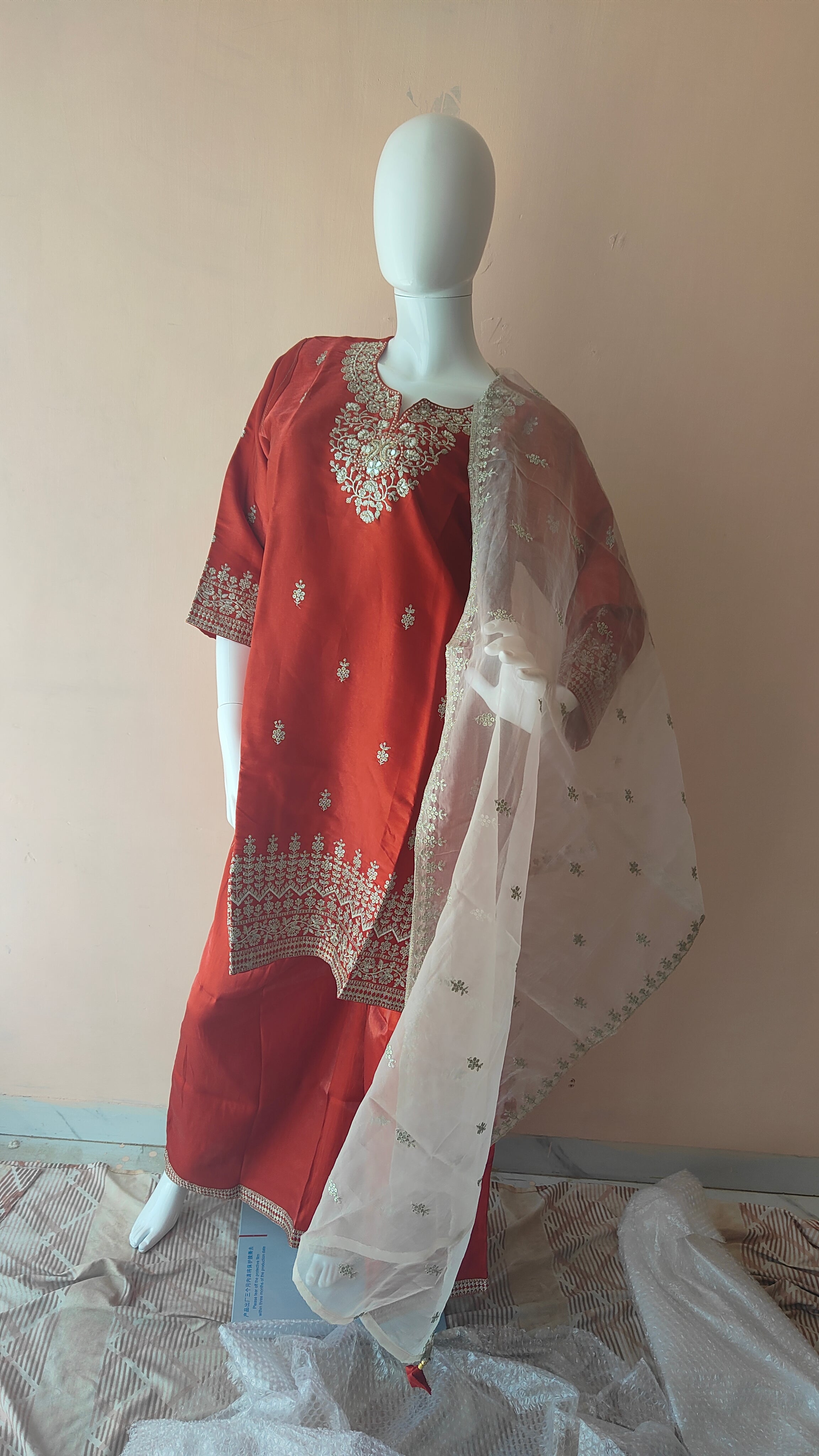 White Pearls Beaded Earrings, Handmade Sequin Embroidery Earrings (MKMH1001)