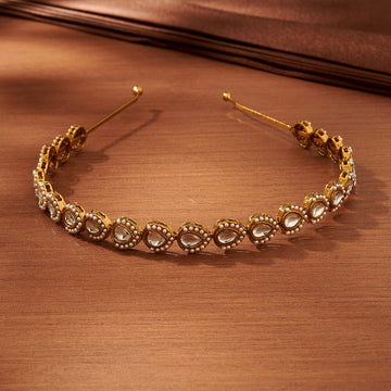Indo-Western Classic Kundan & Pearl Embellished Hair Band