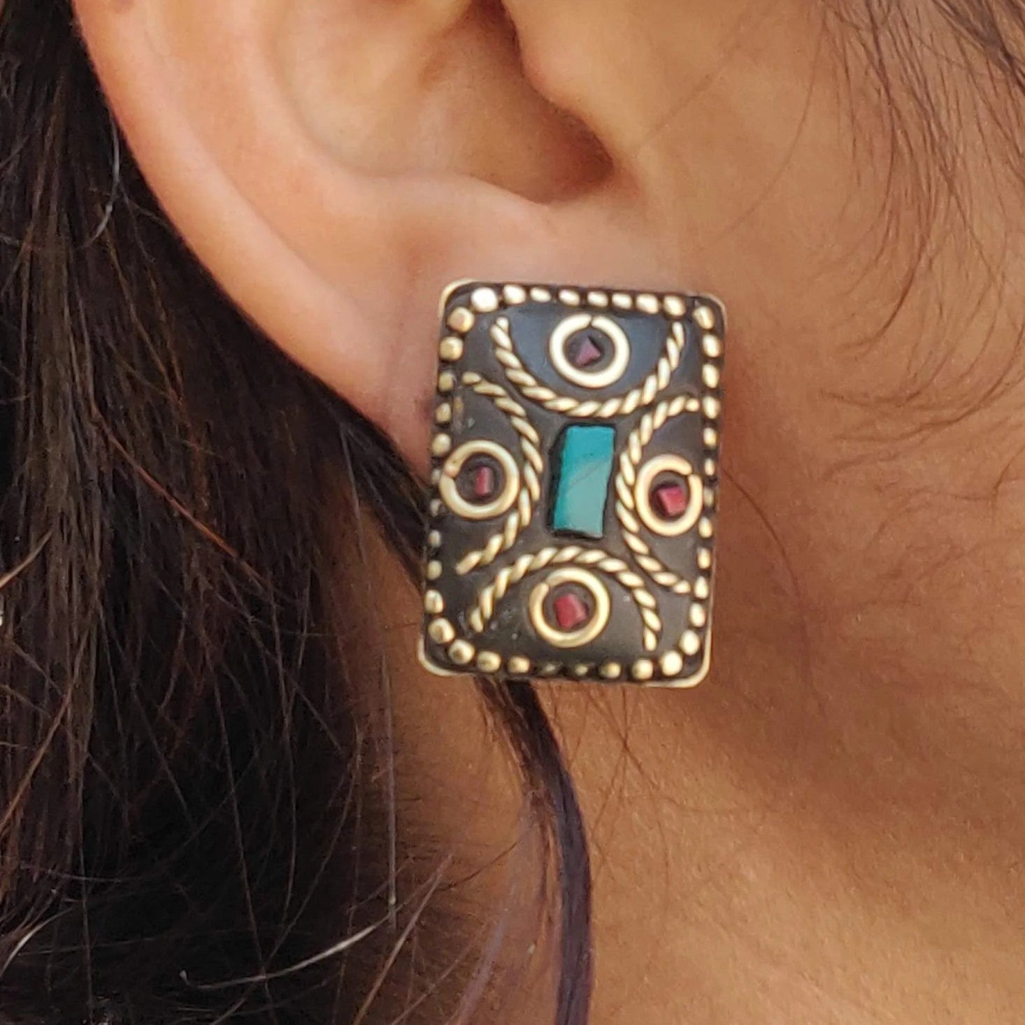Jaipuri Lac Work Handmade Stud Earrings