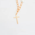 Jesus Crucifix Necklace, Cross Pendant Necklace, Shell Pearl Chain Necklace