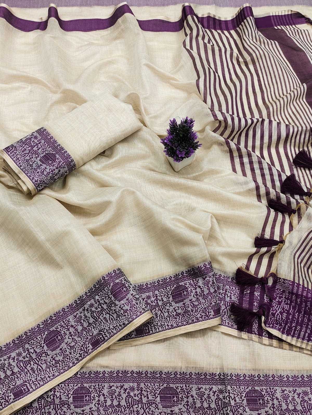 Jui Soft Cotton Silk Saree (Violet)