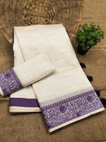 Jui Soft Cotton Silk Saree (Violet)