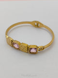 Korean Gold Toned Anti-tarnish Bracelet, 316L Stainless Steel Stylish Big Crystals Openable Bracelet For Women