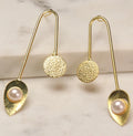 Leaf With Pearl Drop Earrings For Women, Golden Leaf Shaped Earrings