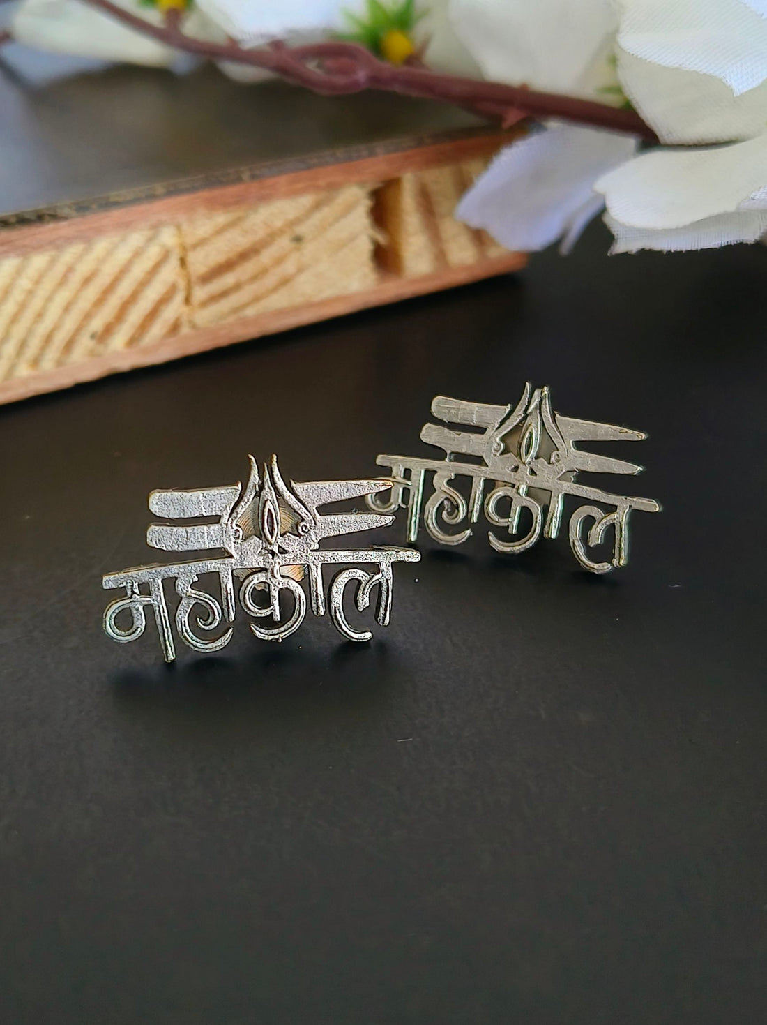 Mahakal Earrings, Lord Mahakaleshwar Stud, Shiva Trishula Earrings