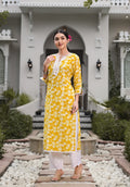 Masakali 3 Piece Set, Yellow Kurta With Pant And Dupatta