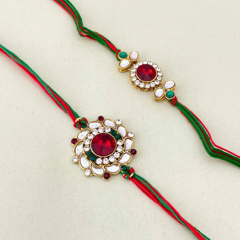 Masakali Designer Kundan Bhaiya Bhabhi Rakhi Set