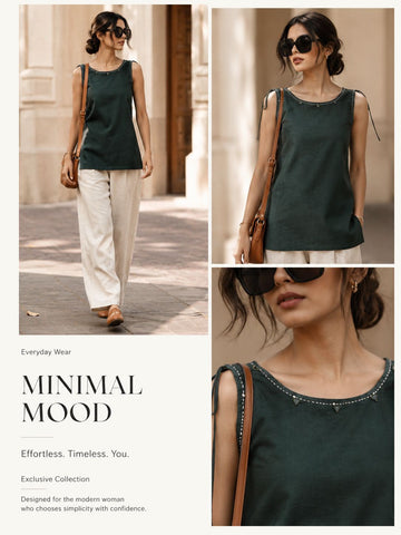 Masakali Dhabu Cotton Short Kurti (Bottle Green)