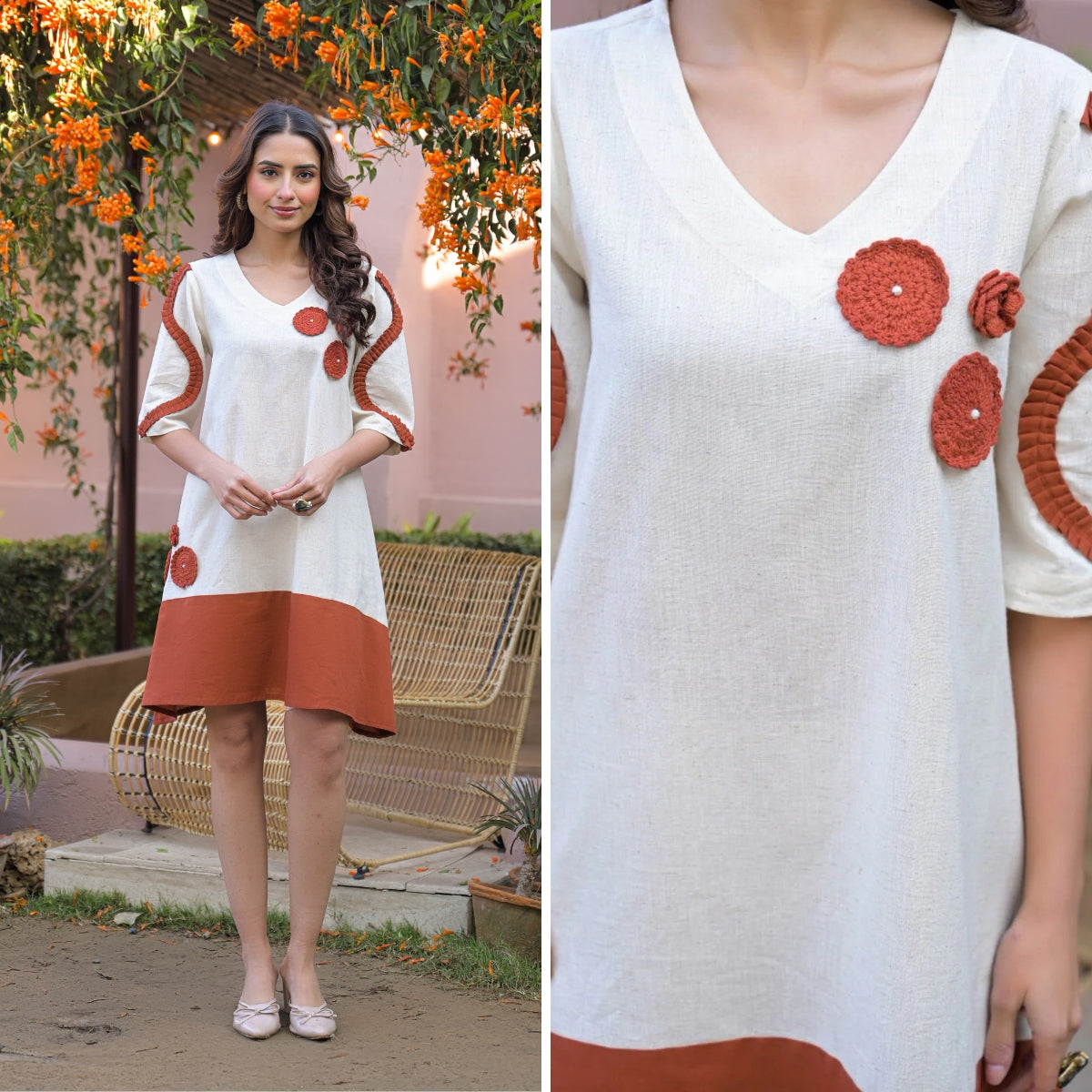 Masakali Embroidered Crochet Work Cotton Dress