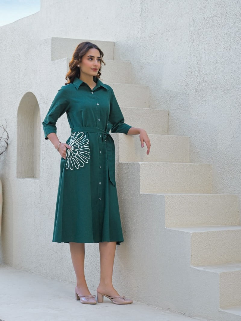 Masakali Floral Embroidered A-Line Midi Dress