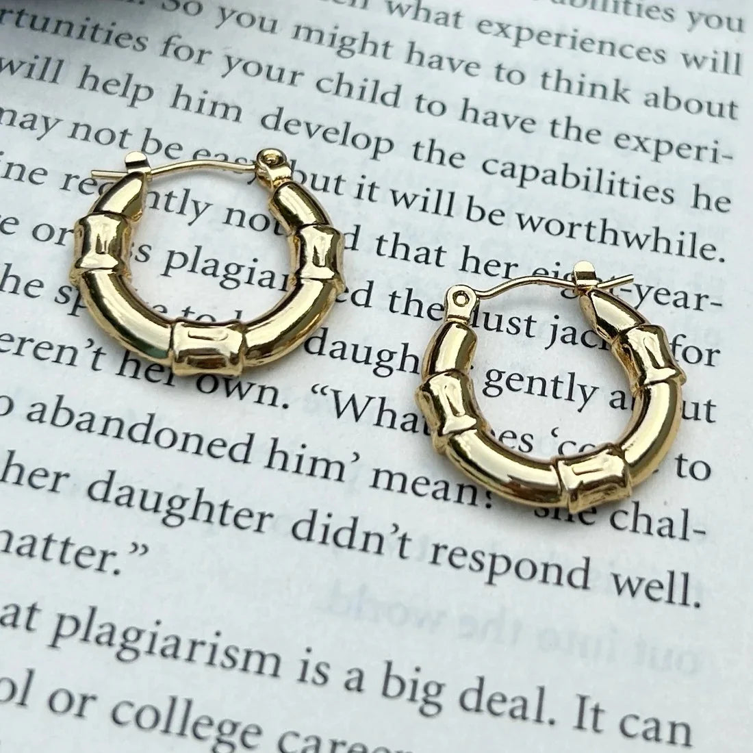 Masakali Gold-Plated Waterproof Three-Knot Circular Shaped Hoop Earrings
