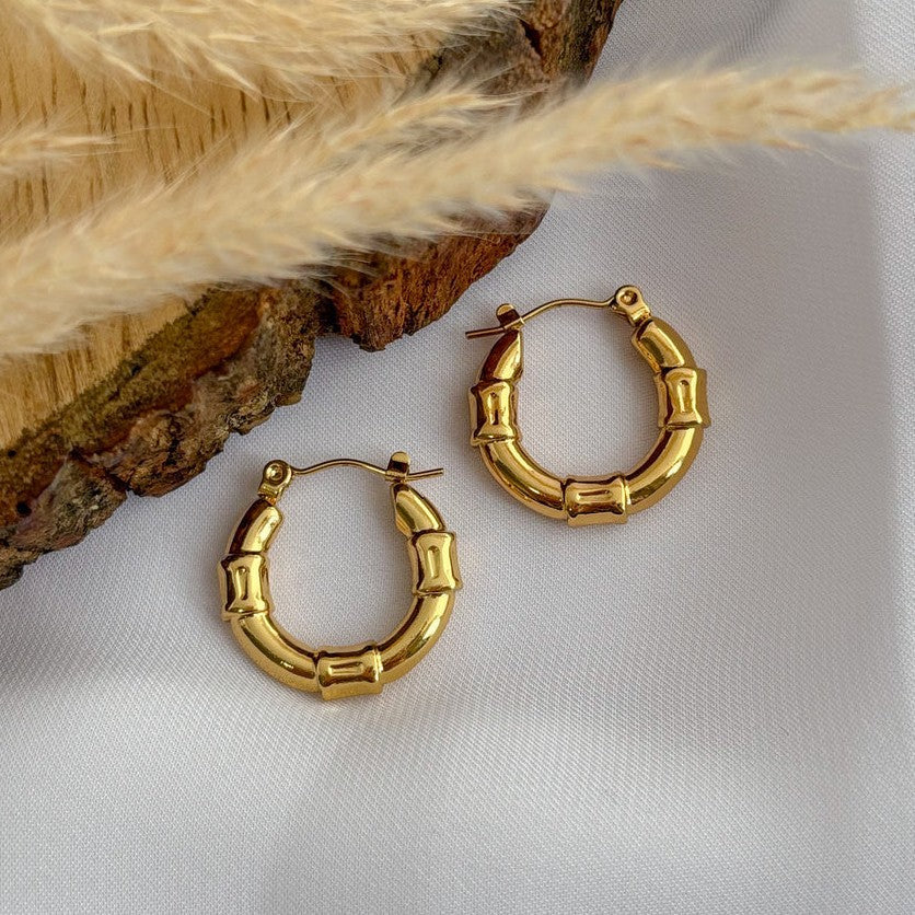 Masakali Gold-Plated Waterproof Three-Knot Circular Shaped Hoop Earrings