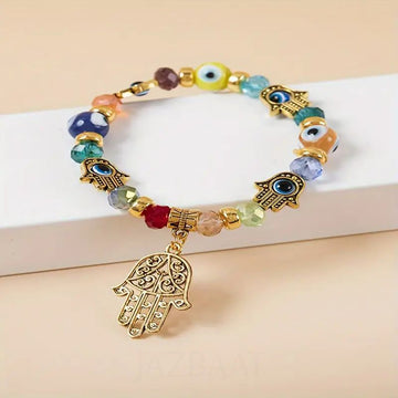 Masakali Hamsa Evil Eye Multicoloured Beaded Bracelet