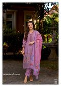 Masakali Hand-embroidered Pakistani Suit Set, Natural Silk, Purple