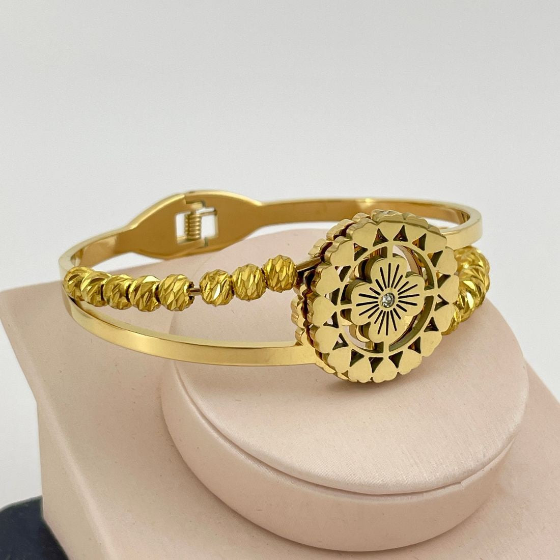 Masakali Heart Charm Anti-Tarnish Openable Bangle Bracelet