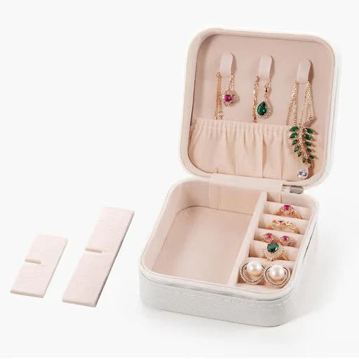 Masakali Jewellery Storage Box, PU Leather Jewellery Organiser For Women - Off White