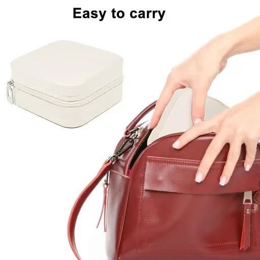 Masakali Jewellery Storage Box, PU Leather Jewellery Organiser For Women - Off White